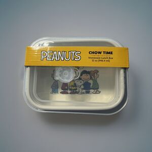 Peanuts Snoopy & The Gang Chow Time Stoneware Lunch Box W Lid 7.25”x5.25” EUC